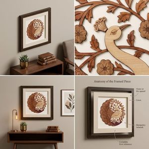 Artistic Gifts Wooden Peacock <b>Wall</b> Art <b>Hanging</b>, Intricate Layered Floral Design Panel for Home Decor - Product Image 5