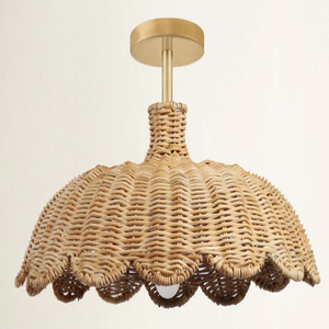 Rattan Flush Mount <b>Light</b> Hand Woven Ceiling Lamps - Product Image 3