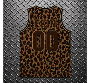 Maillot de basket-ball unisexe personnalisé 2025, motif léopard 3D marron doré, respirant, 100% polyester, design rétro, impression numérique, Laker - Product Image 2
