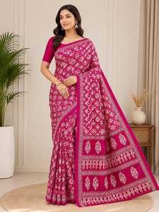 Premium Handmade Ajrakh Block Print <b>Saree</b> for Women Traditional Ethnic Wear - Product Image 2
