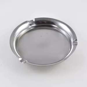 Gold Finished Round Ashtray Holder 3 <b>Sides</b> Smoking <b>Tray</b> for Hotel <b>Table</b> Decorative Use - Product Image 3