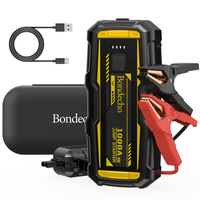Bondecho 1000A 44.4Wh 12000mAh Démarreur de secours à charge rapide 12V, Batterie externe portable avec lampe torche LED/Stroboscope/SOS pour moteurs essence 6.0L/4.5L