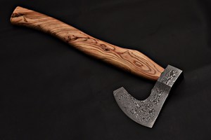 Hand Forged Damascus Steel Hatchet Olive Wood Handle Beautiful Pattern Blade Firewood Splitting Outdoor Camping Daily Use <b>Axe</b> - Product Image 2