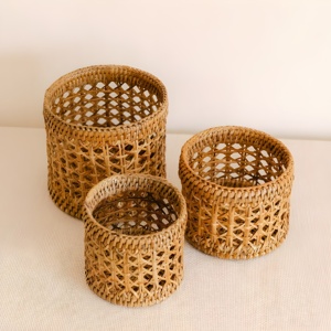 Macetas de mimbre tejidas a mano de varios tamaños, cestas de almacenamiento, macetas de suelo, decoración del hogar - Product Image 4
