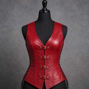 Gilet en cuir personnalisé pour femme, style ajusté, cuir véritable, fermeture boutonnée - Product Image 6