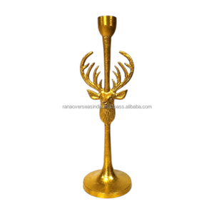 Support de bougie en aluminium doré fait main, écologique, en forme de bois de cerf, centre de table décoratif pour la maison, les mariages, les fêtes et les événements - Product Image 2