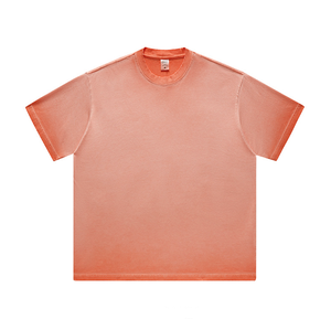 เสื้อยืดคอกลมแขนสั้นผู้ชาย สีเบจ ผ้าฝ้าย ทรงปกติ สไตล์ลำลอง ผ้าเจอร์ซีย์ ย้อมสีพื้น ผ้าถัก - Product Image 6