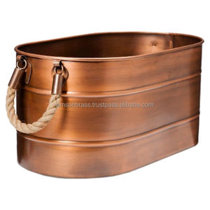 Solid Metal Iron Tub Copper Bronze Finished Metal Wine <b>Bucket</b> With Sided Handle Luxury <b>Champagne</b> <b>Bucket</b> - Product Image 5
