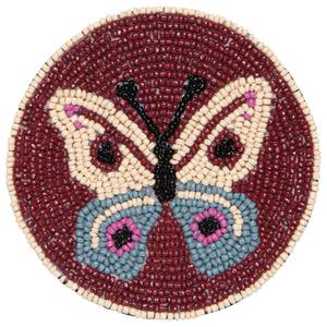 Butterfly Bead Embroidery Durable Canvas Coaster Handmade Drink <b>Mat</b> Seed Bead <b>Cup</b> Holder Colorful Table Accessory Home Bar Decor - Product Image 3