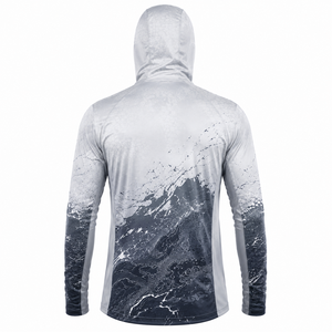 Camiseta de Pesca Sublimada de Poliéster de Secado Rápido, con Capucha, Protección UV, para Deportes Acuáticos, Diseño Ola Marina - Product Image 2