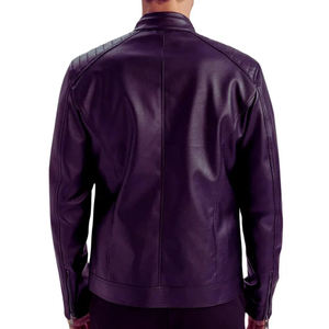 Veste en cuir vintage pour homme, longueur standard, col montant, logo sur le devant, style décontracté, motard, classique, hiver, haute qualité - Product Image 2