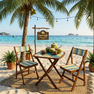 ชุดโต๊ะเก้าอี้ไม้พับได้ทันสมัย ทนทาน สีรุ้ง สำหรับบ้านไร่ โรงแรม และอาคารสำนักงาน เฟอร์นิเจอร์กลางแจ้ง Hao Hung Long - Product Image 3