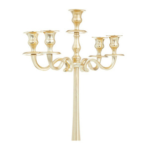 Candélabre classique à 5 lumières doré, élégant support haut en métal pour bougies coniques, idéal pour les centres de table de mariage et les événements formels, qualité export premium - Product Image 5