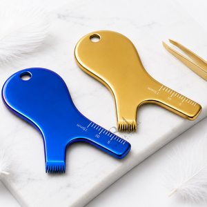 Peigne en Y en acier inoxydable couleur plasma bleu et or, outil de maquillage pour rehaussement de cils, outil de beauté pour maquillage des cils, ensemble d'outils de beauté - Product Image 4