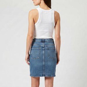 Faldas Vaqueras Vintage a la Rodilla para Mujer, Falda Vaquera de Moda Urbana, Falda Vaquera Informal de Cintura Alta para Mujer - Product Image 4