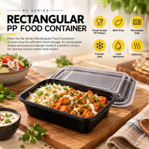Contenedor Rectangular de Plástico para Alimentos con Tapas Transparentes, Contenedores Apilables de PP para Salsas, Arroz, Comidas y Entrega a Domicilio - Product Image 2