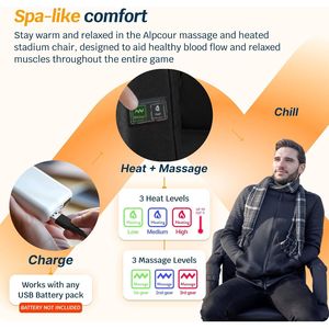 Heated Massage <b>Reclining</b> Stadium <b>Seat</b> with Back Support for Bleachers - Product Image 3