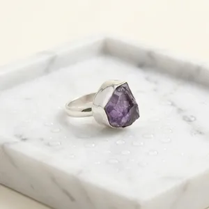Anillo de Plata de Ley 925 con Amatista Natural, Hecho a Mano, con Cristal Morado, Joyería de Alta Gama para Mujer, Venta al Por Mayor - Product Image 4