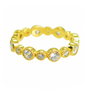 Anillo de eternidad tradicional de alta calidad en plata de ley 925 chapado en oro amarillo con gema de zafiro azul para mujer, joyería fina. - Product Image 3