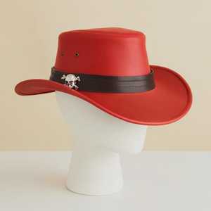 Red Punk Style Cowboy <b>Hat</b> With Skull Buckle <b>Band</b> Unisex Adult Party Accessory Spring Summer Wear By Advantage Impex - Product Image 4