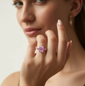 Anillo de Compromiso y Boda Camilla de Lujo Estilo Vintage con Moissanita, Chapado en Oro de 18K, Plata de Ley 925 Sólida, Anillos con Piedras Preciosas - Product Image 5