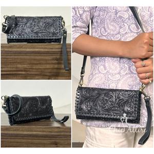 Bolso de Hombro de Cuero Genuino de Alta Calidad para Mujer, Cartera Cruzada Pequeña de Gran Capacidad, Hecha a Mano con Cuero de Vaca, Tipo Trifold - Product Image 1