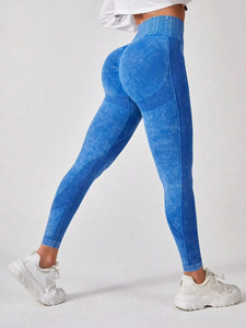 Super Quality Solid Casual Knitted Yoga Fitness <b>Leggings</b> 4 Way Stretch Breathable Anti-Bacterial Knee-Length <b>Seamless</b> <b>Legging</b> - Product Image 4