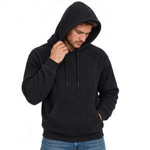 Sweat à capuche en maille gaufrée pour homme, pull décontracté à manches longues, thermique, pour sports d'hiver et streetwear, vêtements personnalisés en gros - Product Image 5