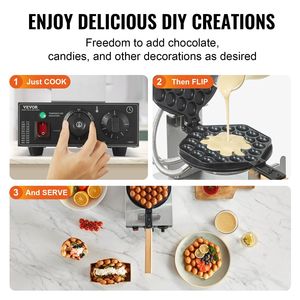 Gaufrier à bulles antiadhésif 1400W commercial et machine à crêpes aux œufs - Product Image 6