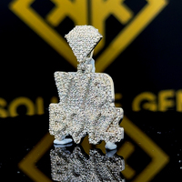 Pendentif Hip Hop en Moissanite pour Enfants, en Argent Sterling Plaqué Or Rose, Qualité VVS, Design Personnalisé, Taille 2-4 Pouces, Cadeau de Fête