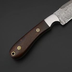 Couteau de cuisine en acier Damas, lame à pointe tombante, manche en bois, épaisseur 0,6 mm, bord biseauté, couteau artisanal DIY - Product Image 2