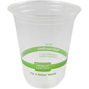 100-Pack Compostable Clear <b>Cold</b> <b>Cups</b> Disposable Drinkware Made From Plants - Product Image 1