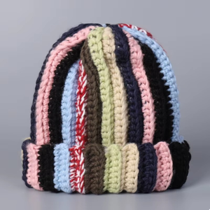 Custom Hand Knitted Knit <b>Cap</b> <b>Winter</b> Warm Colorful Stripes Beanie OEM Service Available Casual Fashion Daily Beanie - Product Image 6