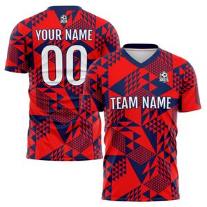 Camiseta de Fútbol Personalizada con Cuello en V, Manga Corta, Estampado Sublimado, Nombre del Equipo, Número, Unisex para Adultos, Absorbe la Humedad - Product Image 6