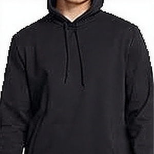 Sweat-shirt à capuche uni pour homme, coupe classique, en coton tricoté, décontracté, pour l'automne - Product Image 1