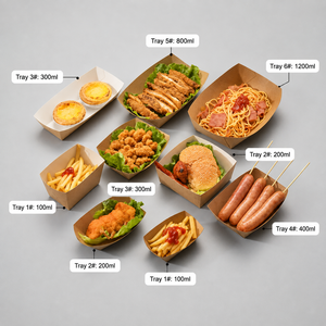 Bandeja de Papel Kraft Biodegradable y Ecológica para Exhibición de Comida Rápida, con Impresión Flexográfica de Logotipo Personalizado - Product Image 1