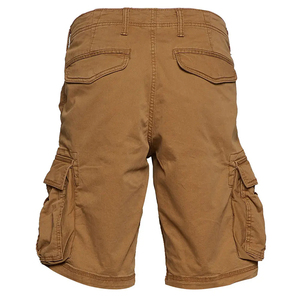 Shorts cargo pour homme, taille mi-haute, longueur Bermuda, couleur unie, toile de coton, style décontracté, avec plusieurs poches, fermeture à boutons - Product Image 2
