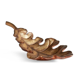 Plato para Servir de Aluminio con Forma de Hoja, Vajilla Clásica, Plato de Metal Dorado Antiguo para Servir en el Hogar, Hoteles y Restaurantes - Product Image 1