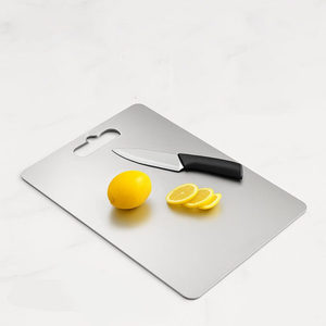 Tabla de cortar de acero inoxidable con mango, rectangular, para cocina, tabla de picar de acero inoxidable. - Product Image 1