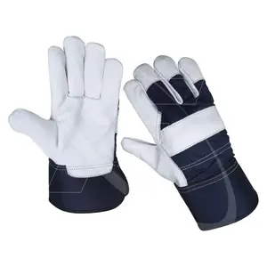 Guantes de trabajo de cuero de vaca de color blanco de la mejor calidad Guantes de seguridad de cuero - Product Image 1