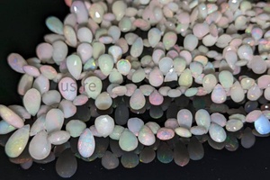 Perles d'opale éthiopienne blanche naturelle à 100 %, facettées en forme de goutte, 3 mm, fils de 15 pouces de longueur - Marque Lustre, certifiées GJEPC pour la bijouterie - Product Image 3