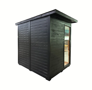 Sauna Exterior de Madera Sólida de Cedro Rojo para 4 Personas con Vidrio Resistente a Altas Temperaturas y Espejo, Estufa Harvia Spring - Product Image 3
