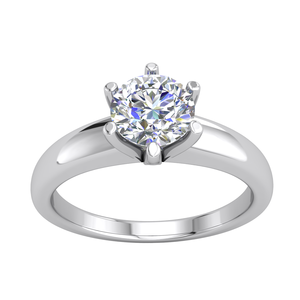 แหวนทองคำ 10K สไตล์คลาสสิกสำหรับผู้หญิง ดีไซน์หรูหรา ประดับเพชรเม็ดเดี่ยว 0.75 กะรัต ระดับความสะอาด VS สี EF เพชรเพาะเลี้ยงในห้องปฏิบัติการ - Product Image 1