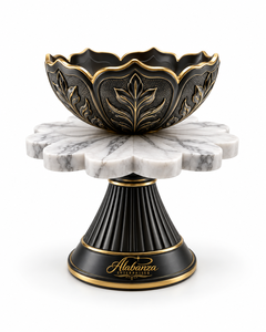 Luxury Design Stainless Steel Marble Eco-Friendly <b>Bakhoor</b> Burner Arabic Mabkhara <b>Oud</b> Aromatic Incense Decorative Pedestal Base - Product Image 2