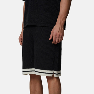 Pantalones Cortos Bermuda de Punto para Hombre, de Color Sólido, con Ribete en Contraste, Cintura Elástica, Estilo Casual - Product Image 4