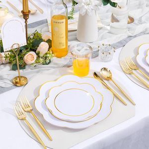 ชุดภาชนะพลาสติกสีขาวแบบใช้แล้วทิ้งสำหรับงานหนัก 180 ชิ้น รุ่น EI 30 ชุด รวมช้อนส้อมทองและเงิน สำหรับงานปาร์ตี้และงานอีเว้นท์ - Product Image 4