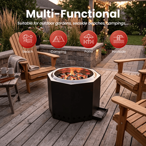 Outdoor Fire Pit Modern Smokeless Wood Fire Pit Stainless Steel Octagon BBQ Grill FP014 - Product Image 5