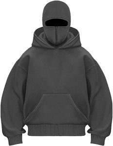 Sweat-shirt unisexe à capuche en polaire rouge surdimensionné avec motif masque, coupe-vent, 100 % coton, anti-boulochage, streetwear, vêtements d'hiver - Product Image 4