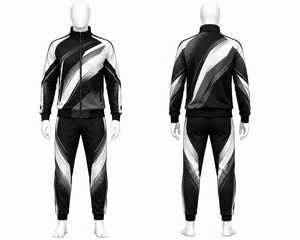 <b>Men's</b> Black White Gray Tracksuit Set Zip <b>Jacket</b> Jogger Pants Sportswear Athletic Casual Wear - 2 Piece - Product Image 1