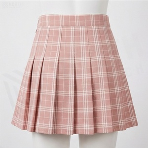 Mini-jupe plissée à taille haute à carreaux pour femme, style preppy, en coton et polyester tissé, confortable, toutes saisons - Product Image 2